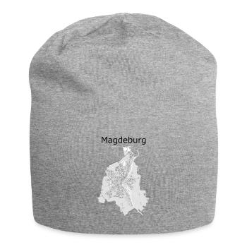stilisierte Straßenkarte Magdeburg - Jersey-Beanie - Grau meliert - Vorne