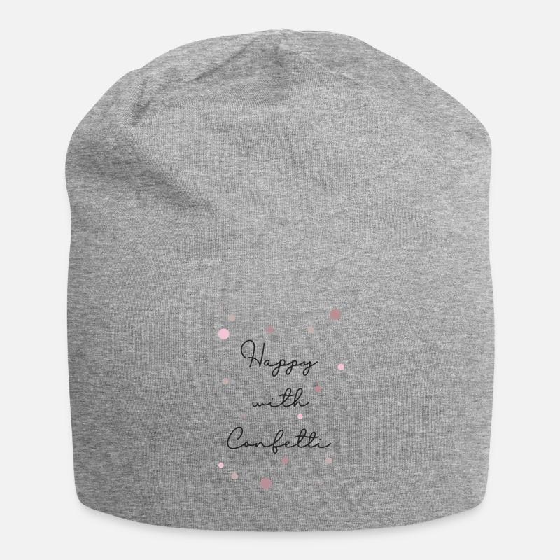 Happy with Confetti, Geschenk, Konfetti, Karneval, - Jersey-Beanie - Grau meliert