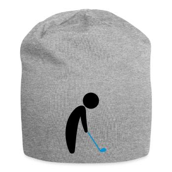 Ein Golfspieler kurz vor dem Abschlag - Jersey-Beanie - Grau meliert - Vorne