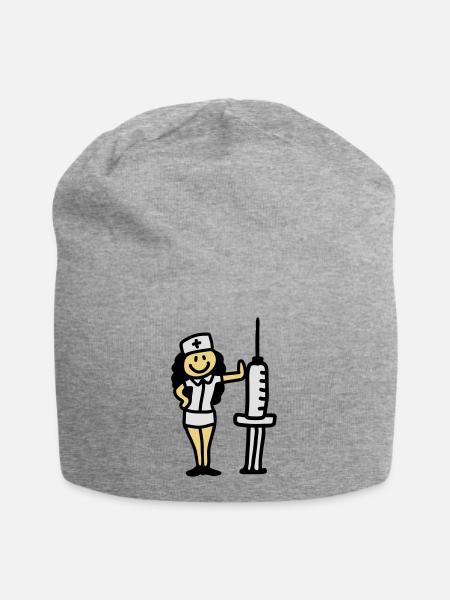 Infirmière médecin avec une seringue - Bonnet en jersey - gris chiné
