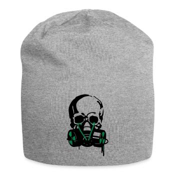 Schädel in Gasmaske  - Jersey-Beanie - Grau meliert - Vorne