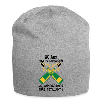 90 ans bouteille petillant anniversaire - Bonnet en jersey - gris chiné - Devant