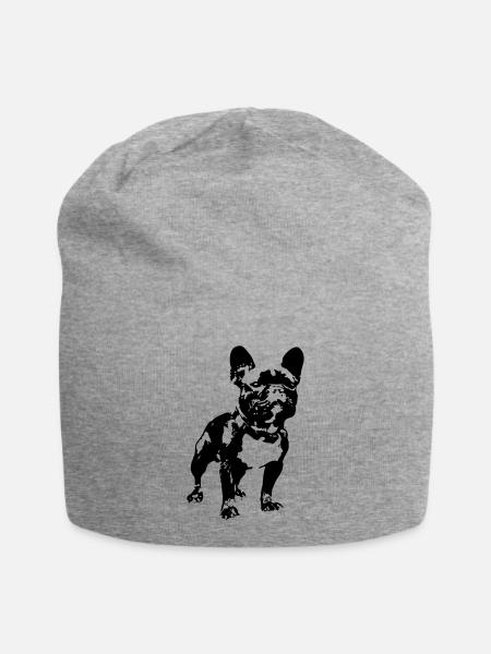 French Bulldog - Jersey-Beanie - Grau meliert
