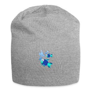 Poisson bleu exotique aux écailles irisées - Bonnet en jersey - gris chiné - Devant