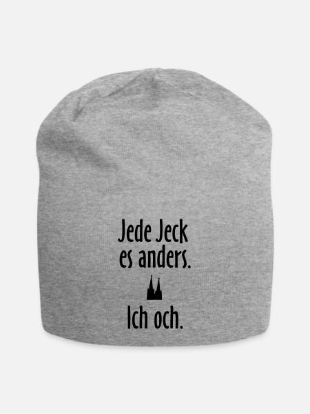 Jede Jeck es anders - Ich och Köln Spruch - Jersey-Beanie - Grau meliert