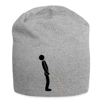 logo im stehen pinkeln pissen klo toilette erleich - Jersey-Beanie - Grau meliert - Vorne