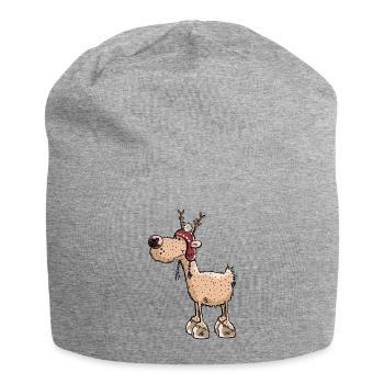Happy Reindeer - Bobble Cap - Winter - Wild - Gift - Jersey Beanie - heather grey - Front