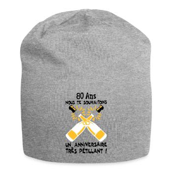 80 ans bouteille petillant anniversaire - Bonnet en jersey - gris chiné - Devant