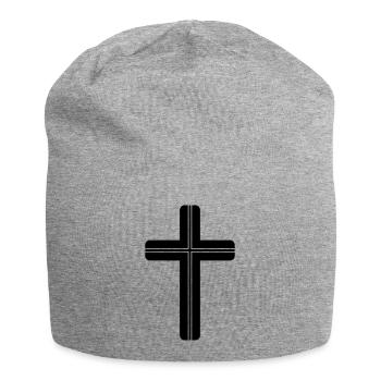 Schlichtes Kreuz Symbol - Jersey-Beanie - Grau meliert - Vorne