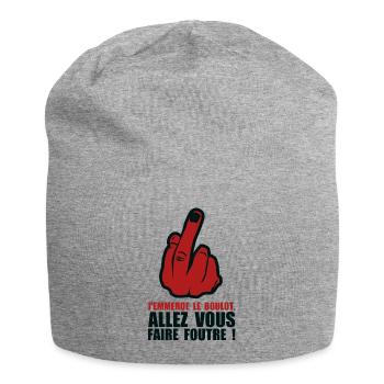 emmerde boulot allez faire foutre insulte humour - Bonnet en jersey - gris chiné - Devant