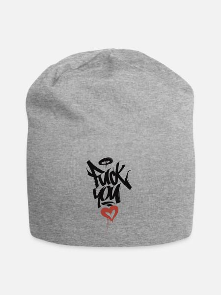 Fick dich - Jersey-Beanie - Grau meliert