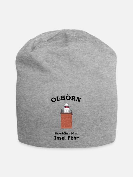 Insel Föhr, kultiger Leuchtturm Olhörn, Nordsee - Jersey-Beanie - Grau meliert