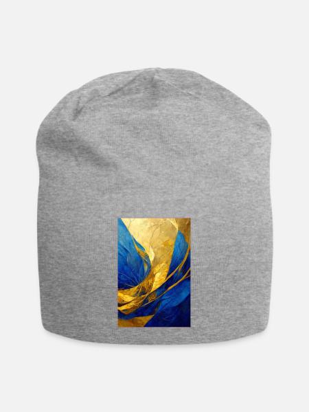 Abstract Painting in Blue and Gold - Jersey-Beanie - Grau meliert