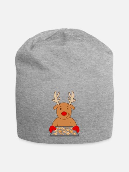 Rentier Weihnachtsgebäck Gebäck Plätzchen backen - Jersey-Beanie - Grau meliert