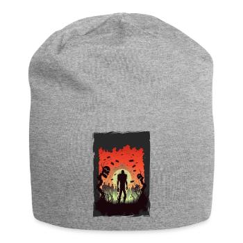 Zombie Illustration Minimalistisches Design - Jersey-Beanie - Grau meliert - Vorne