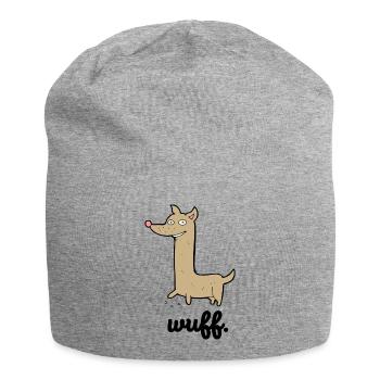 Cooler Hund | Lustige Geschenkidee | wuff - Jersey-Beanie - Grau meliert - Vorne