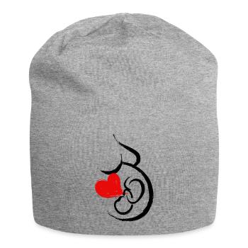 Bébé Ventre Coeur Bébé Grossesse Grossesse Maman - Bonnet en jersey - gris chiné - Devant