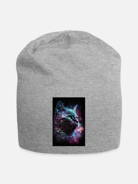 Katze Galaxy Weltall Weltraum sterne - Jersey-Beanie - Grau meliert