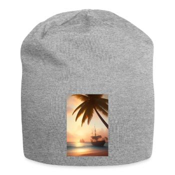 Karibik Palmen Strand - Jersey-Beanie - Grau meliert - Vorne