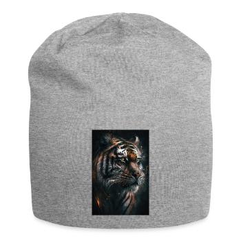 Tiger Portrait Cool Wild Cat Wildcat Predator - Jersey Beanie - heather grey - Front