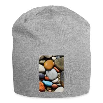 Bunte Steine - Jersey-Beanie - Grau meliert - Vorne