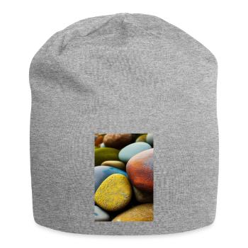 Bunte Steine - Jersey-Beanie - Grau meliert - Vorne