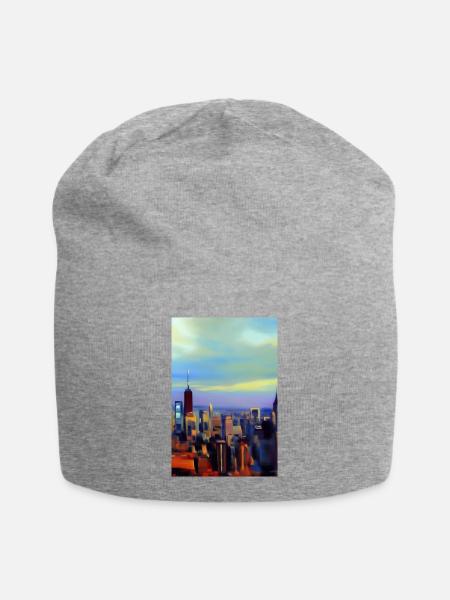 New York City Skyline - Jersey-Beanie - Grau meliert