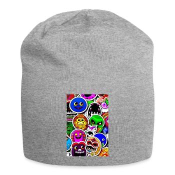 Lustige Monster Aufkleber - Jersey-Beanie - Grau meliert - Vorne