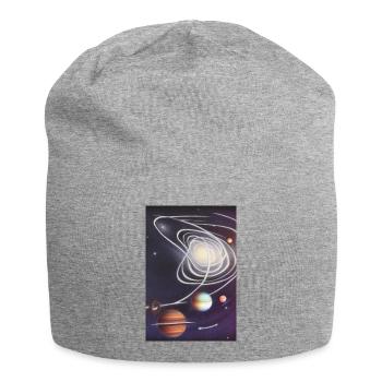 Weltall und Planeten - Jersey-Beanie - Grau meliert - Vorne