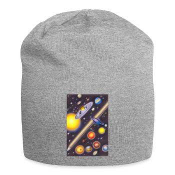 Weltall und Planeten - Jersey-Beanie - Grau meliert - Vorne