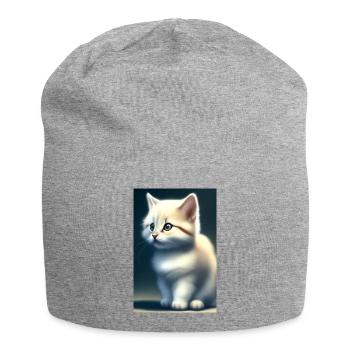 Petit bébé chat mignon - Bonnet en jersey - gris chiné - Devant