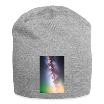 Weltall und Planeten - Jersey-Beanie - Grau meliert - Vorne