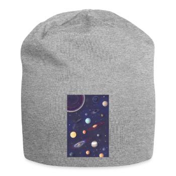 Weltall und Planeten - Jersey-Beanie - Grau meliert - Vorne