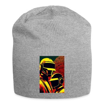 im Stil eines Holzschnitts 2 - Jersey-Beanie - Grau meliert - Vorne
