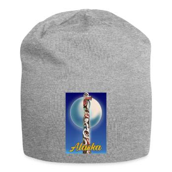 Affiche de voyage du totem de l’Alaska - Bonnet en jersey - gris chiné - Devant