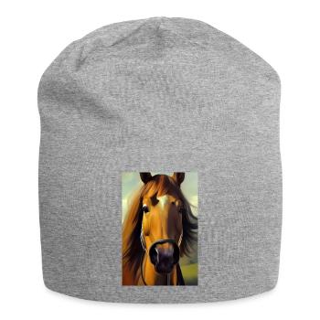 Pferdekopf Öl Malerei - Jersey-Beanie - Grau meliert - Vorne