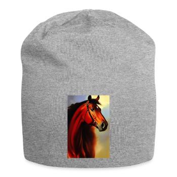 Pferdekopf Öl Malerei - Jersey-Beanie - Grau meliert - Vorne