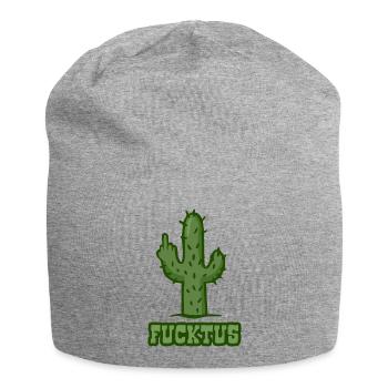 Fucktus - Fuck you Cactus - Middle Finger - Jersey Beanie - heather grey - Front