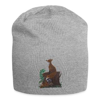 renard méditatif - Bonnet en jersey - gris chiné - Devant