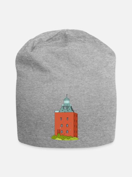 Leuchtturm Insel Neuwerk - Jersey-Beanie - Grau meliert