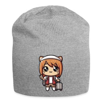 Kawaii Cute Little Girl Traveler - Jersey Beanie - heather grey - Front