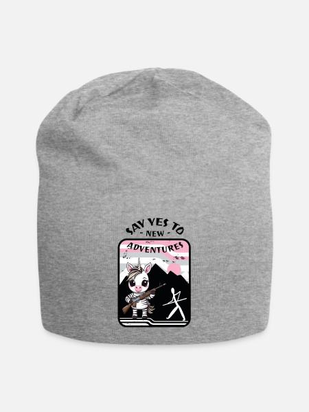 Zebra Einhorn - Jersey-Beanie - Grau meliert