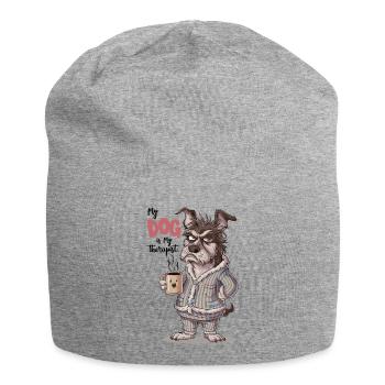 Mein Hund ist mein Therapeut Tierliebhaber - Jersey-Beanie - Grau meliert - Vorne