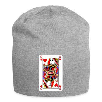 Herz-Dame-Spielkarte - Jersey-Beanie - Grau meliert - Vorne