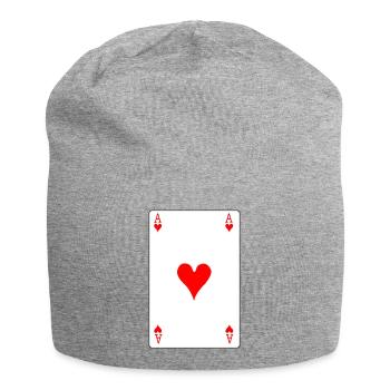 Carte à jouer As de Cœur - Bonnet en jersey - gris chiné - Devant