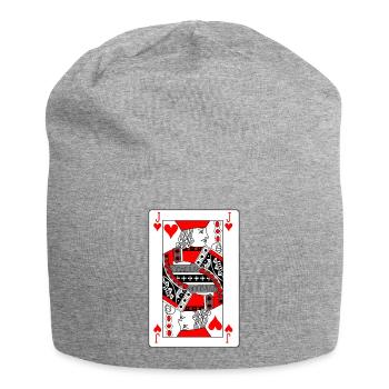 Carte à jouer Valet de cœur - Bonnet en jersey - gris chiné - Devant