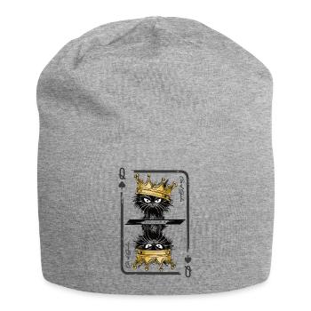Cat Queen Card - Jersey Beanie - heather grey - Front