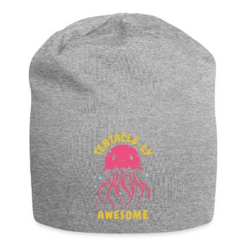 Tenacle-ly Awesome - Qualle mit Tentakeln - Jersey-Beanie - Grau meliert - Vorne