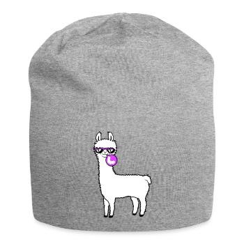 Llama chewing gum bubble bubble blowing alpaca - Jersey Beanie - heather grey - Front