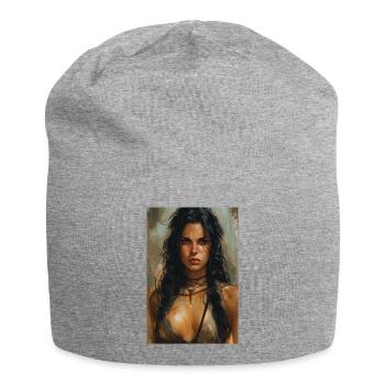 Poster Illustration Kriegerin - Jersey-Beanie - Grau meliert - Vorne